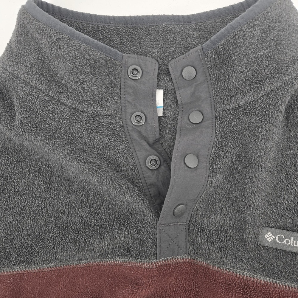 Columbia Flattop Ridge Half Snap Jacket Mens XL Grey Burgundy Fleece‎ Men's - Picture 8 of 10